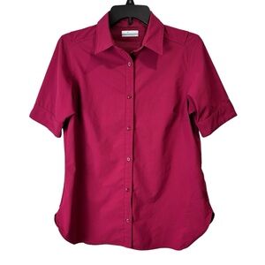 Columbia short sleeve button up shirt outdoor camping hiking fuchsia pink small